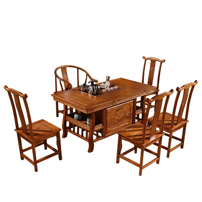 中伟(ZHONGWEI)实木茶桌椅组合实木茶台功夫茶桌新中式茶几桌1480*780*720mm