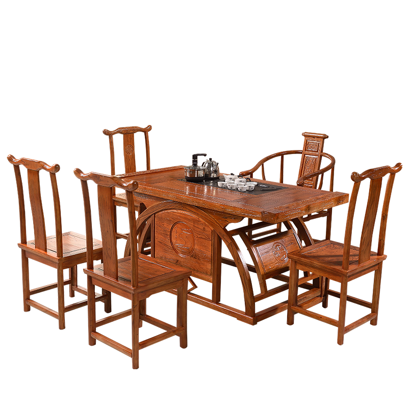 中伟(ZHONGWEI)实木茶桌功夫茶桌新中式茶几桌实木茶台桌椅组合1600*800*720mm
