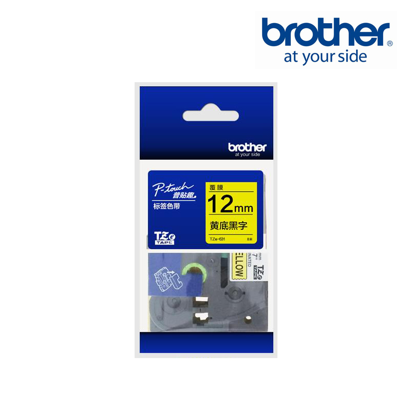 兄弟12MM黄底黑字标签色带