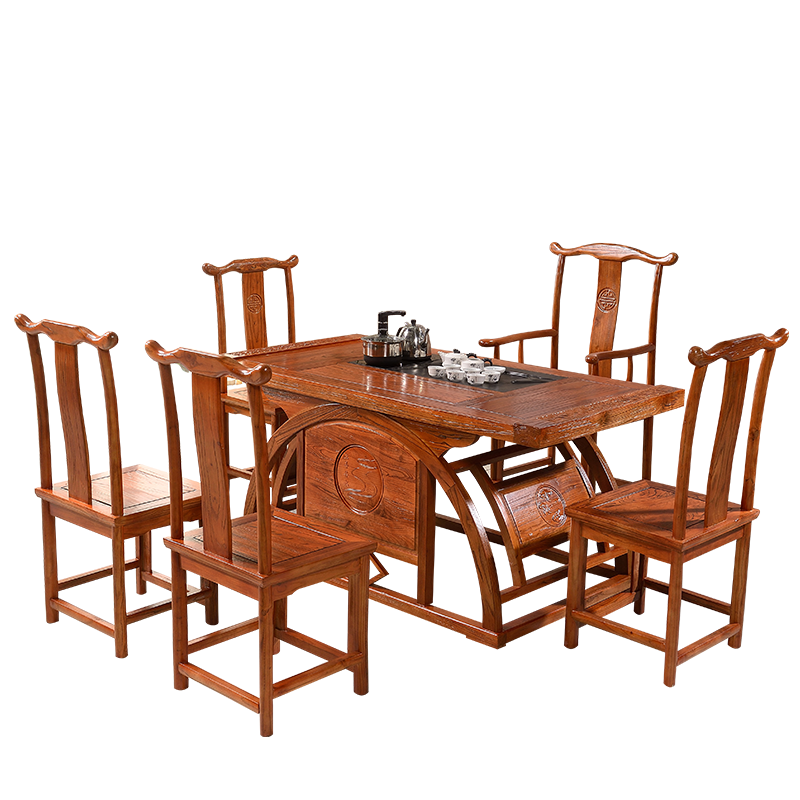 中伟(ZHONGWEI)实木茶桌实木茶台功夫茶桌椅新中式茶几桌椅组合1600*800*720mm