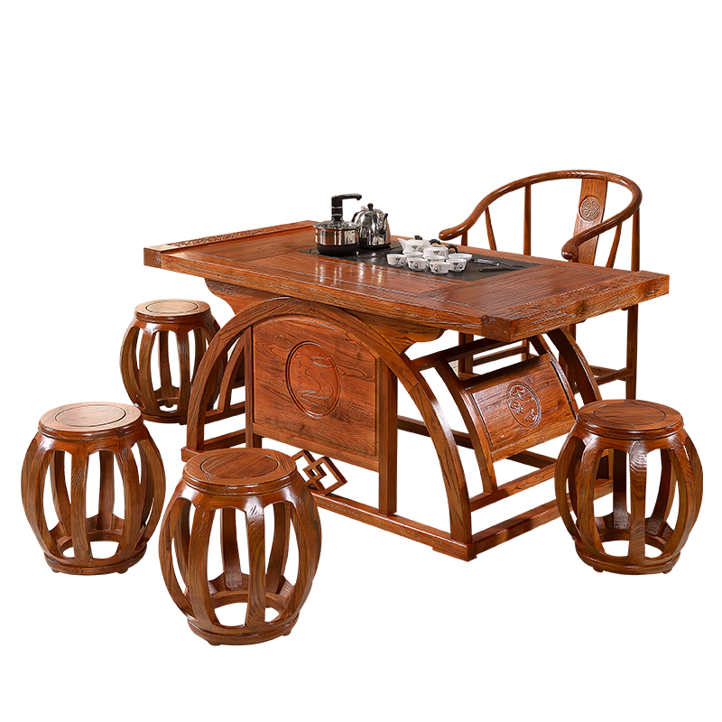 中伟(ZHONGWEI)实木茶桌椅组合实木茶台功夫茶桌椅新中式茶几桌1600*800*720MM