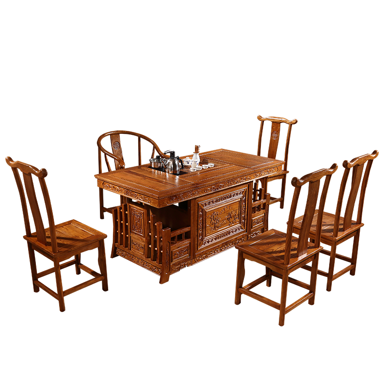 中伟(ZHONGWEI)实木茶台功夫茶桌新中式茶几桌实木茶桌椅组合1600*800*760mm