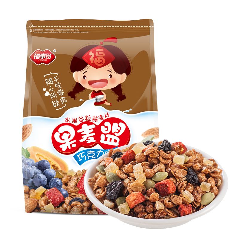 福事多水果麦片600g 巧克力味 速食代餐燕麦营养早餐 即食冲饮 营养代餐