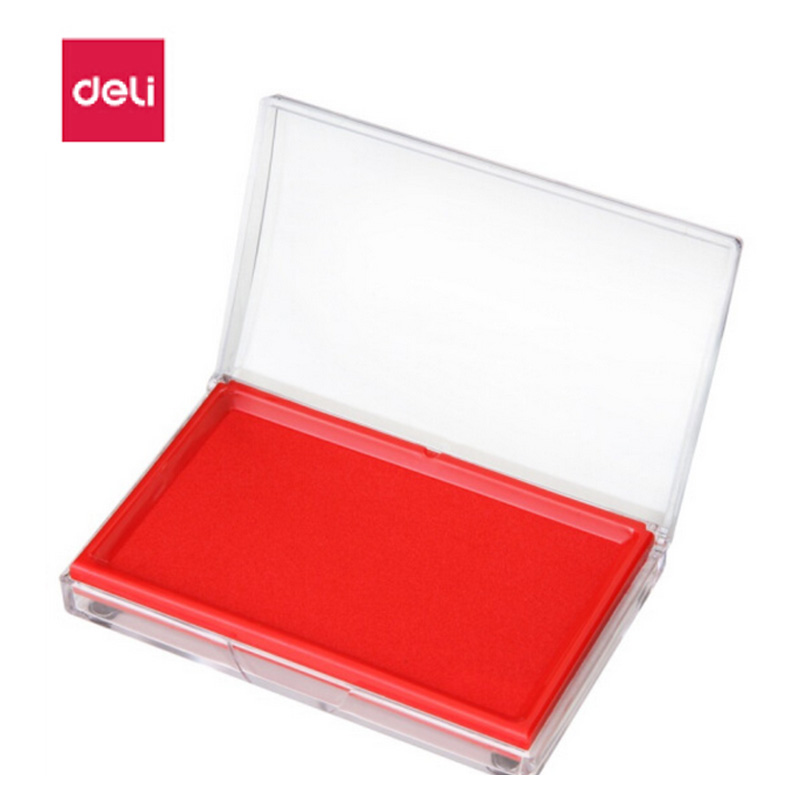 得力(deli)9864 137*88mm方形快干印台印泥 红色