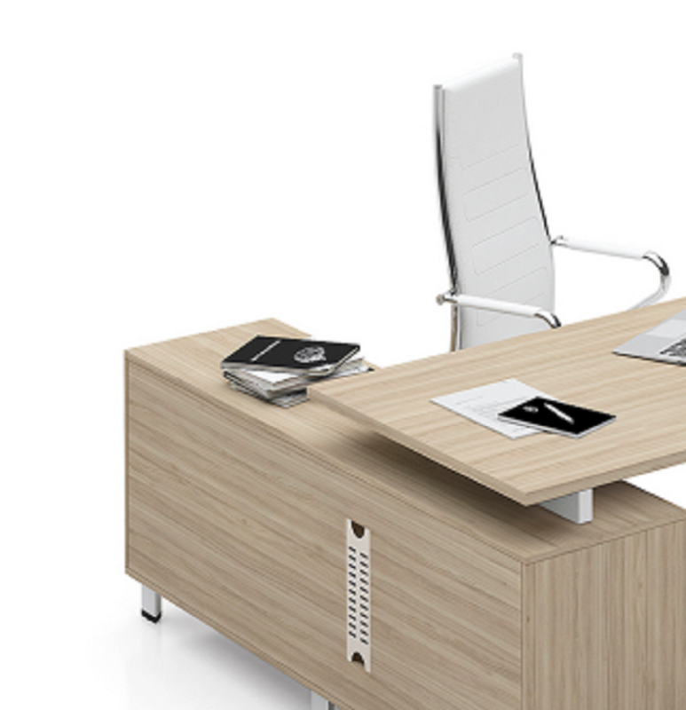 一利 主管桌 1800*1800*750 钢架为5*5白色钢架,桌面为E1级三聚氰氨板 25厚,侧柜含走线功能