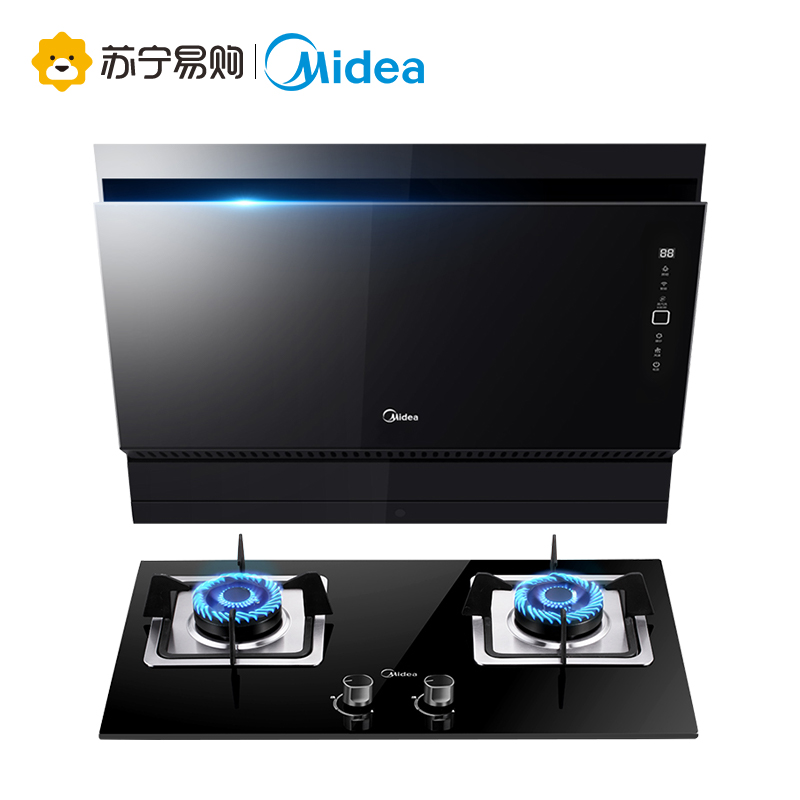 美的(Midea)20m³爆炒大吸力一键自清洗侧吸式抽油烟机燃气灶烟灶套餐(天然气)TJ8055+Q360B