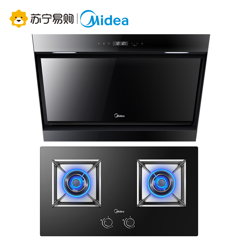 美的(Midea)17.5立方大吸力智能自清洗触控式侧吸式抽油烟机燃气灶烟灶套餐(天然气)DJ570R+Q370B