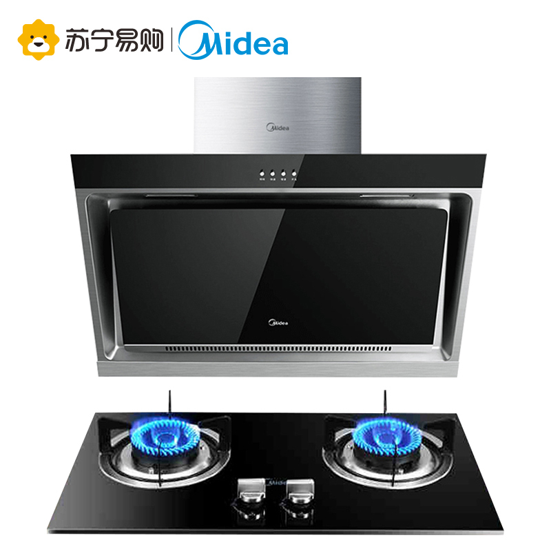 美的(Midea)17.5立方欧式T型按键式油烟机燃气灶烟灶套餐(天然气)DT328+QL303B