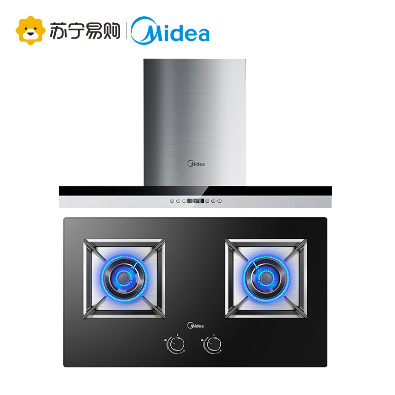 美的(Midea)17.5立方欧式T型按键式油烟机燃气灶烟灶套餐(天然气)DT328+QL370B