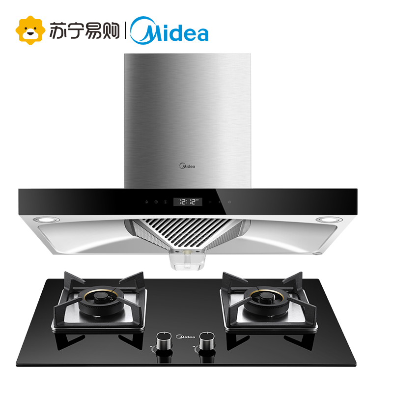 美的(Midea)17.5立方大吸力 自清洗 触控式欧式油烟机燃气灶烟灶套餐(天然气)DT518R+Q370B