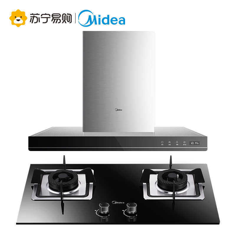 美的(Midea)20m³爆炒大吸力一键自清洗侧吸式抽油烟机燃气灶烟灶套餐(天然气)ST56+Q360B