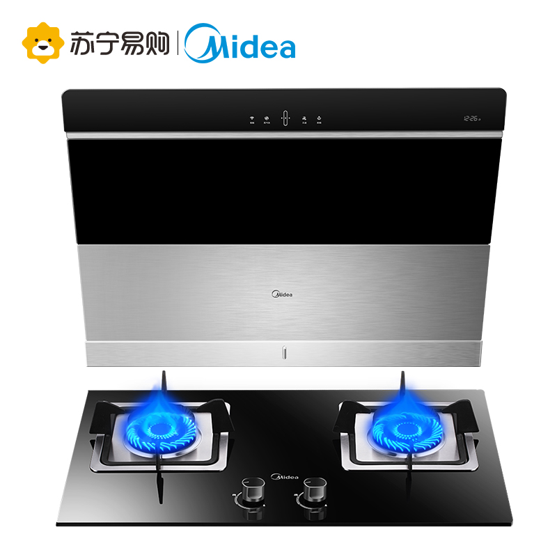 美的(Midea)20m³爆炒大吸力一键自清洗侧吸式抽油烟机燃气灶烟灶套餐(天然气)SJ59+Q360B