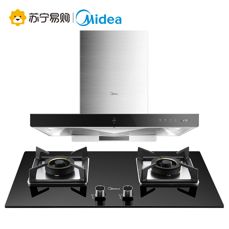 美的(Midea)20m³爆炒大吸力一键自清洗侧吸式抽油烟机燃气灶烟灶套餐(天然气)MT588R+Q370B