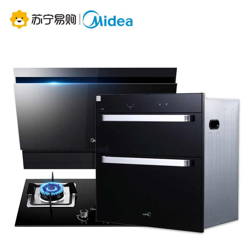 美的(Midea)18m³吸力自清洗侧吸式抽油烟机燃气灶烟灶x套餐(天然气)TJ8055+Q360B+ZLP100Q36