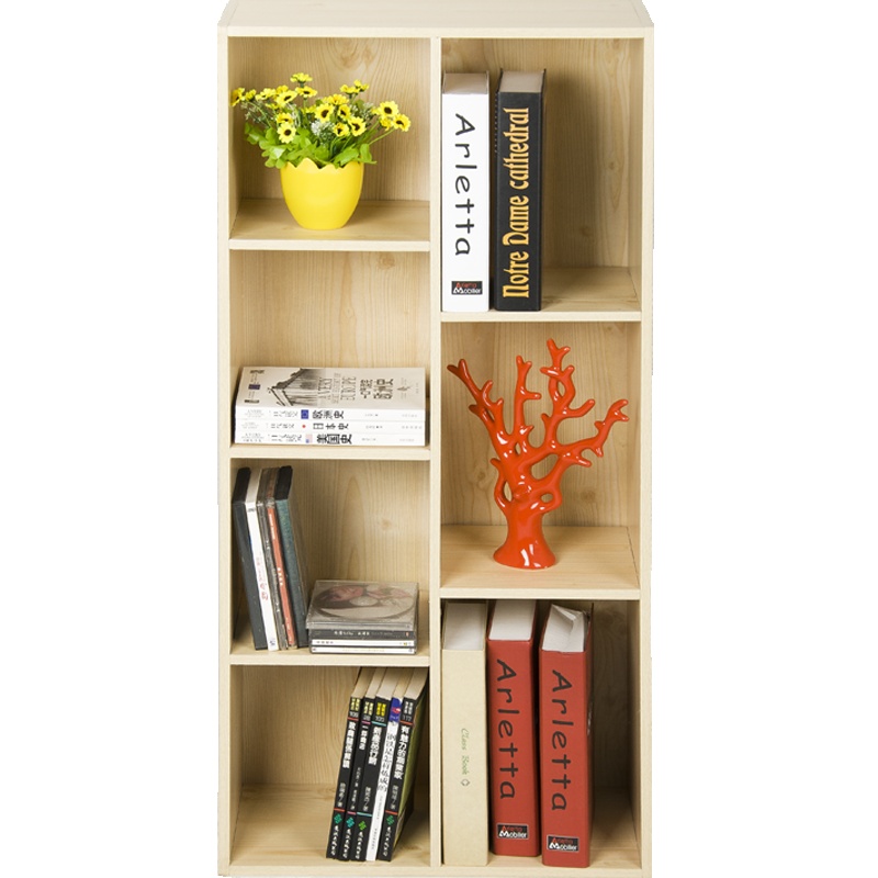 慧乐家 书柜书架 鲁比克七格柜 多用收纳储物展示柜 白枫木色 FNAJ-11048-1