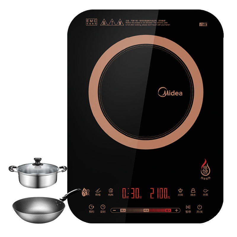 美的(Midea)电磁炉 C21-RH2153 10档火力 滑控式 大线盘 电磁炉(赠汤锅+炒锅)