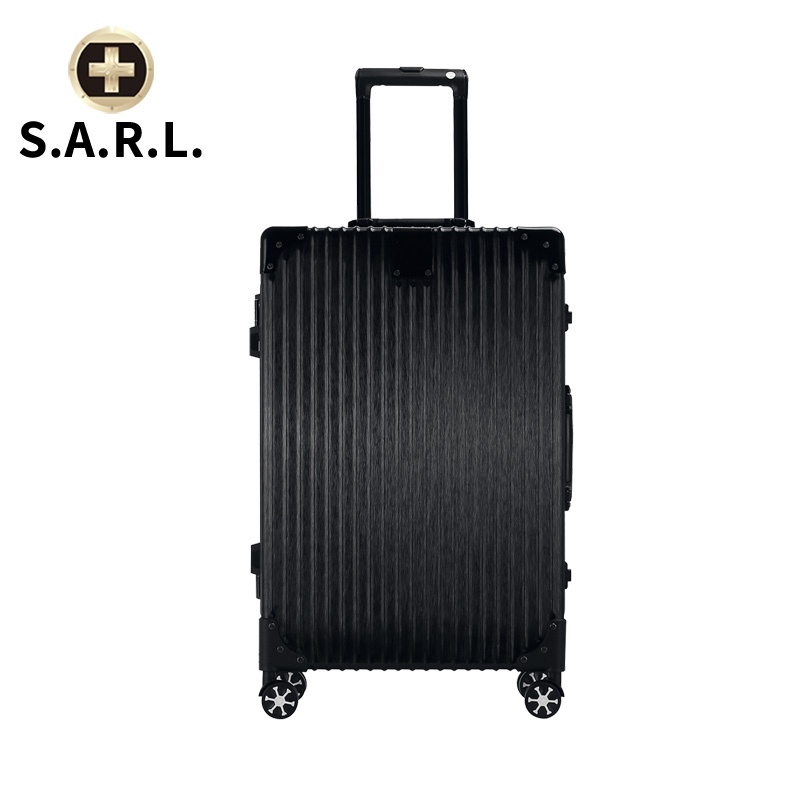 S.A.R.L瑞士拉杆箱可放17.3英寸及以上手提电脑包铝框静音万向轮旅行箱 男女海关密码锁箱 星耀黑28寸