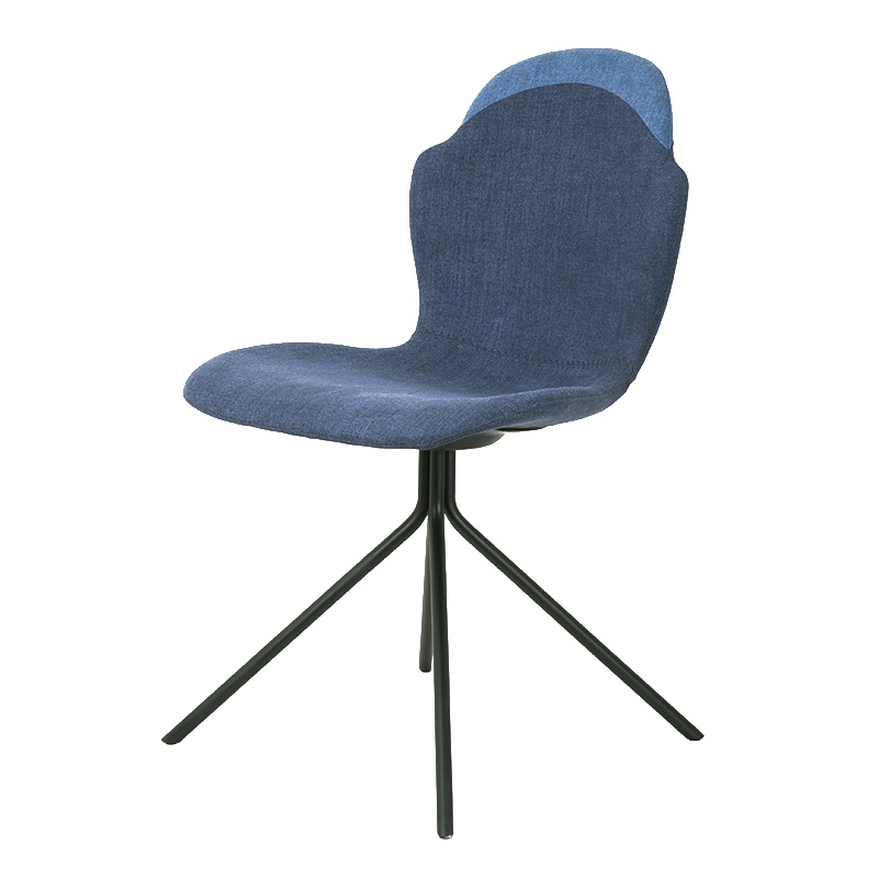 和顿 布艺餐椅休闲小椅子北欧现代简约铁艺餐厅椅成人靠背家用办公椅书房椅子咖啡厅餐椅子 蓝色