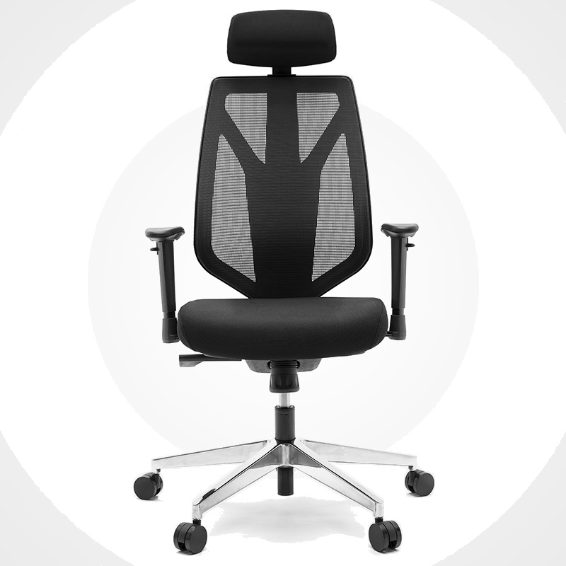 和顿 人体工学电脑办公椅可躺老板椅简约家用网布商务护腰椅可升降旋转黑色网椅铝合金脚