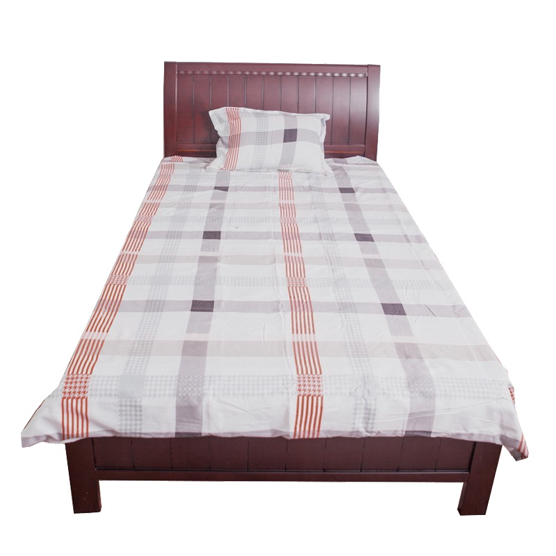 1.2米单人床 深胡桃色 橡木 实木床 酒店宿舍用家用送货上门