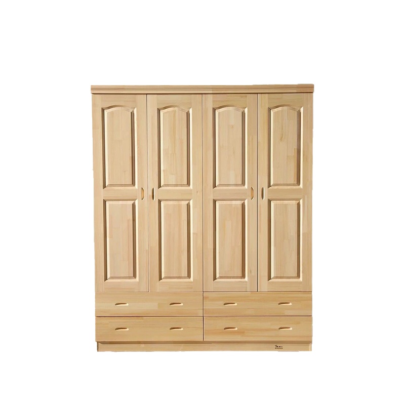 [万保]松木衣柜 简约现代四门衣柜带抽屉经济型衣柜木质衣柜