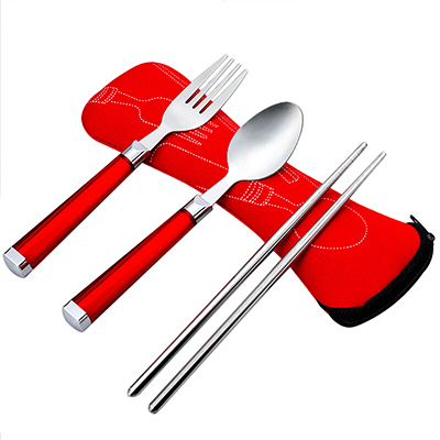 唐宗筷 便携不锈钢筷子 勺子 叉子 套装餐具3件套220*60*50mm T360