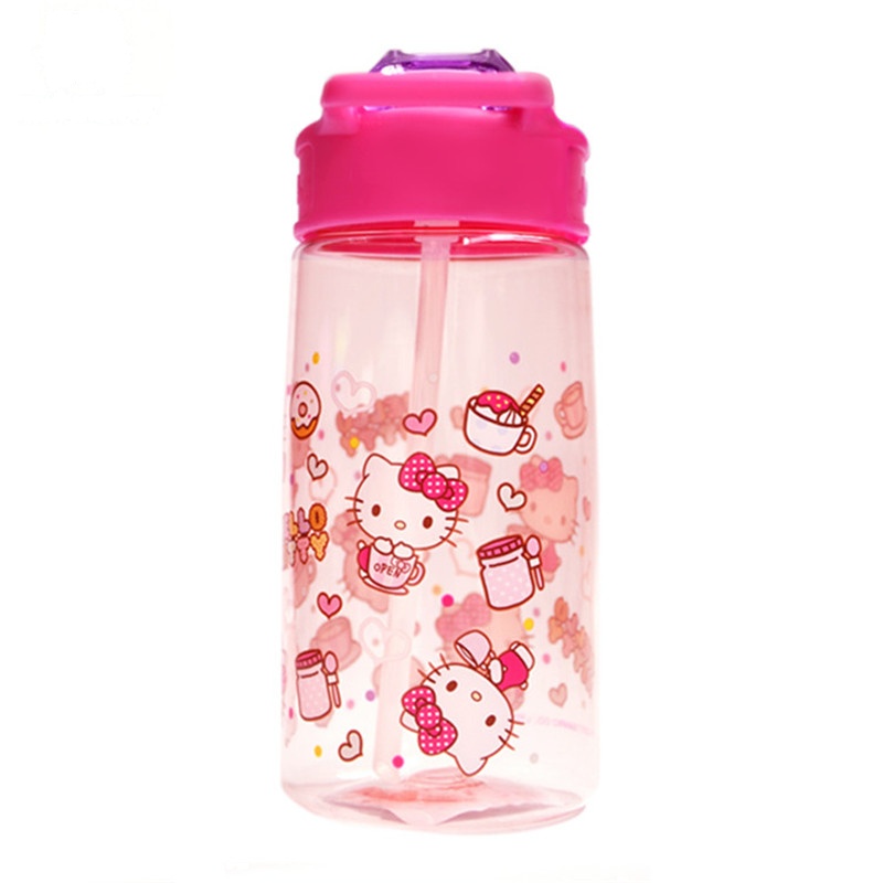 凯蒂猫(HELLO KITTY) 杯子HLKO-Q561C-1pp材质硅胶密封圈安全锁扣方便携带儿童男宝女宝大容量吸管杯
