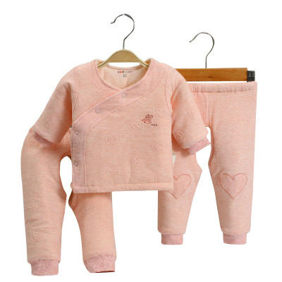 卡比一木KBMLOVELY婴儿棉服套装婴童通用新生儿棉衣52cm 59cm 棉混纺布甜心偏开三件套KM8170