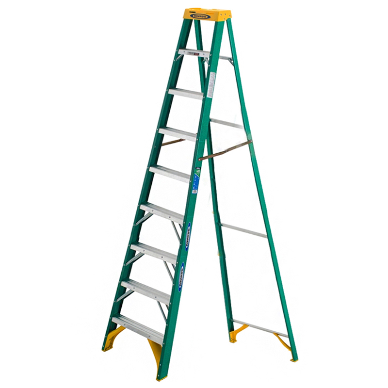 稳耐 折叠单侧人字梯2.7米玻璃钢工程梯子九步工业梯子5909cn