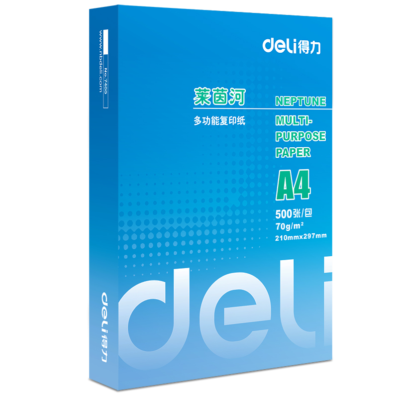得力(deli)7400 打印复印纸莱茵河70克A4纸白纸办公用纸70g木桨 五包装