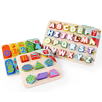 天启 字母 形状 数字 三合一木制益智拼图积木儿童宝宝12个月以上早教字母板 拼图积木质制早教智力玩具 50块以下男女孩