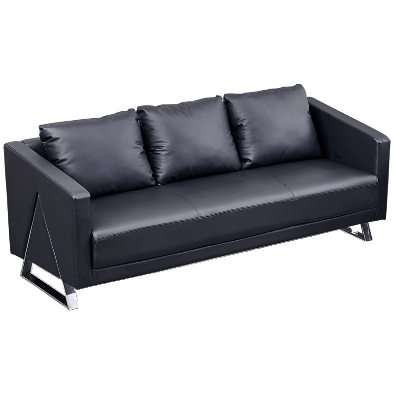 HiBoss办公沙发三人位办公室会客沙发休闲接待钢架沙发