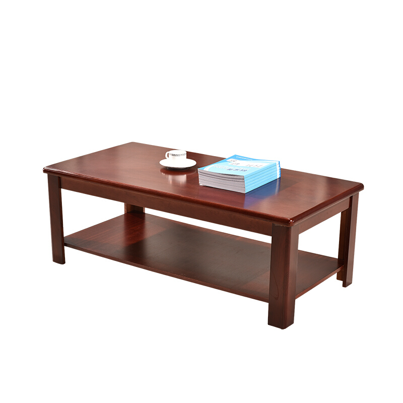 欧宝美 办公茶几双层茶几木质长茶几1.2米红色