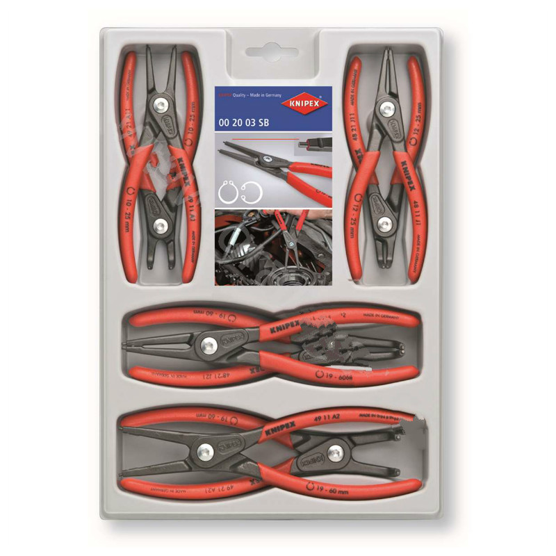 凯尼派克 KNIPEX 00 20 04 SB精密卡簧钳组套