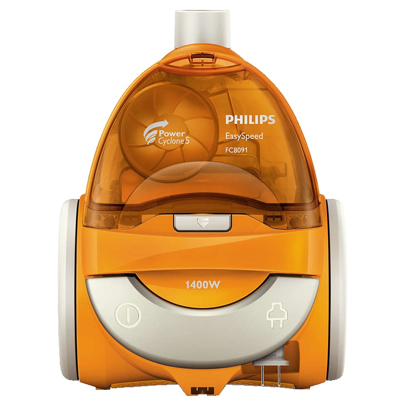 飞利浦(Philips)吸尘器1400W家用手持卧式吸尘器无尘袋1.4L集尘桶小型 橙色FC8091/81