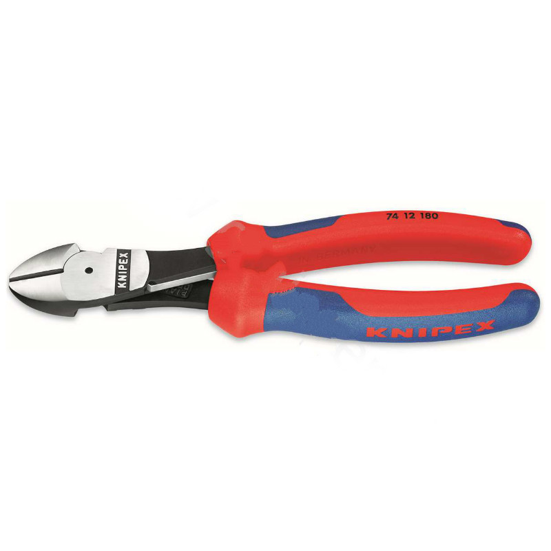 凯尼派克 KNIPEX 74 12 180180mm省力型斜口钳(双色双重材料手柄,抛光头部)