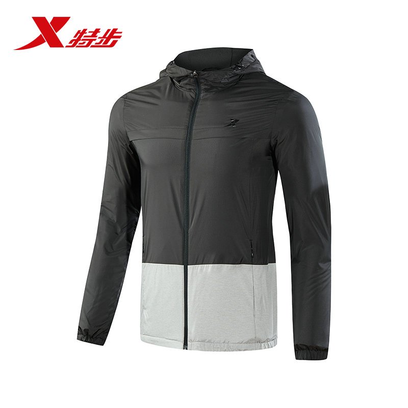 特步男装秋冬连帽运动夹克上衣2018新款正品882329139093