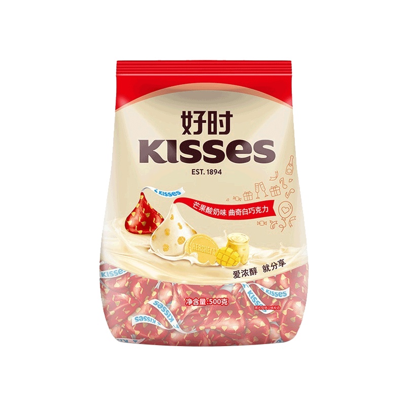 （冷链配送）好时KISSES 芒果酸奶味曲奇白巧克力500g