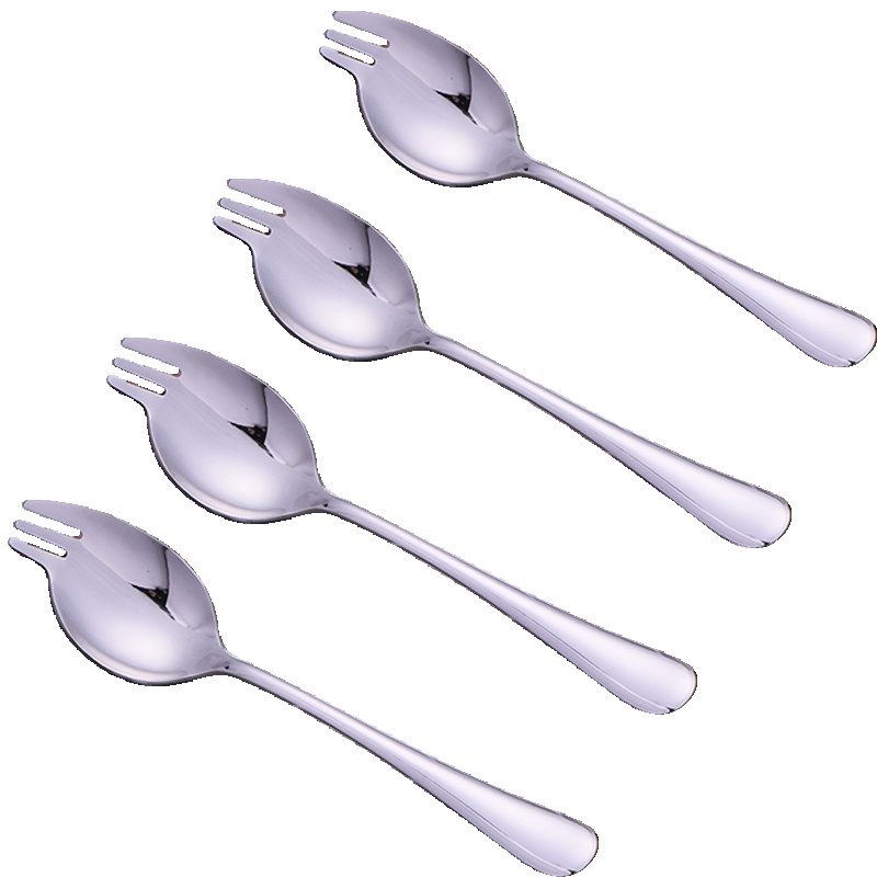 唐宗筷 不锈钢餐具4支装 不锈钢勺子叉子两用 吃面勺 铲叉勺 多功能西餐勺 C6671