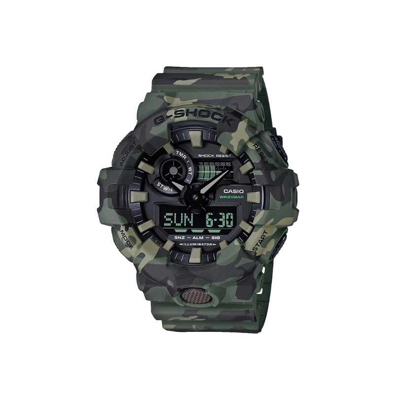 卡西欧(CASIO)手表 G-SHOCK 日韩品牌立体表盘迷彩风格 男士防水运动手表石英表男 GA-700CM-3A