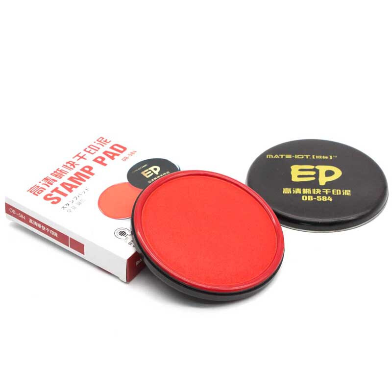 欧标(MATE-IOT) OB-584快干橡皮章清晰印台 红色圆形104mm印泥 财务办公用品 2个装