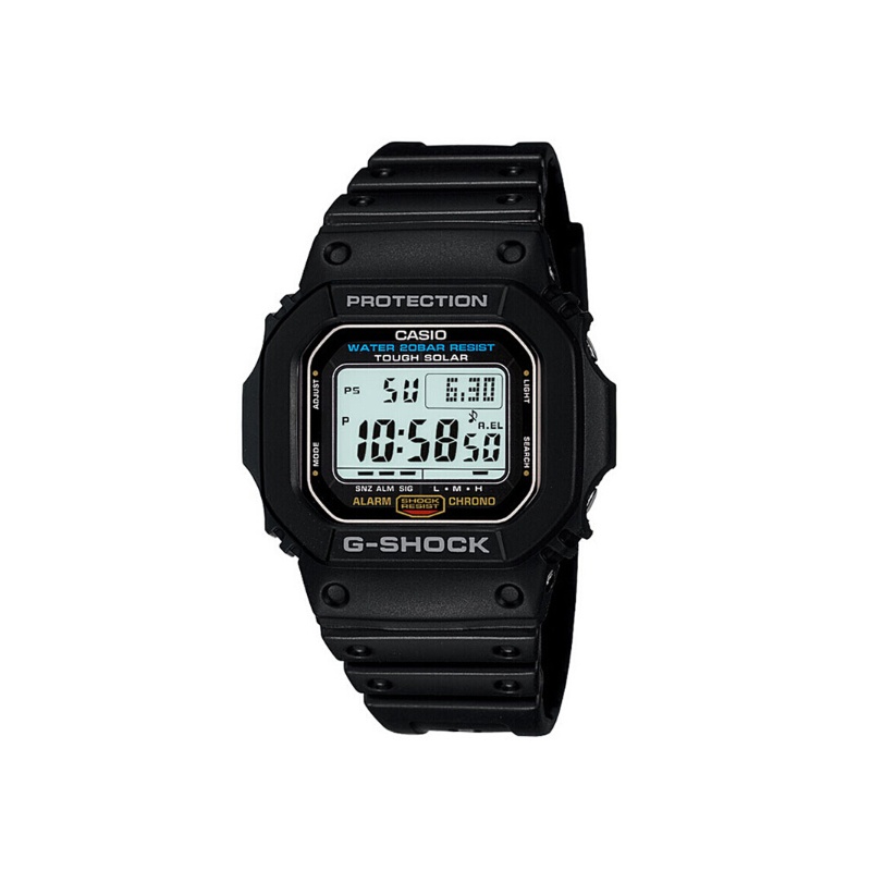 卡西欧(CASIO)男士G-SHOCK手表 日韩品牌通用黑色经典系列 防震防水太阳能运动手表石英表男 G-5600E-1