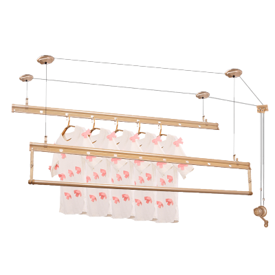 邦禾 升降晾衣架三杆手摇晒衣架 双杆式室内阳台晒被伸缩挂晾衣杆