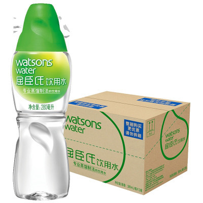 屈臣氏(Watsons) 饮用水(蒸馏制法)280ml*12瓶 整箱装