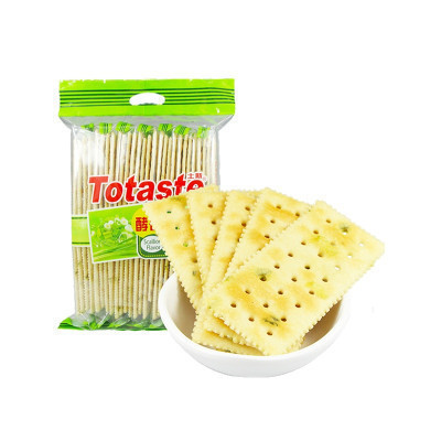 Totaste土斯酵母香葱味苏打饼干350g 办公休闲咸味梳打饼干零食品