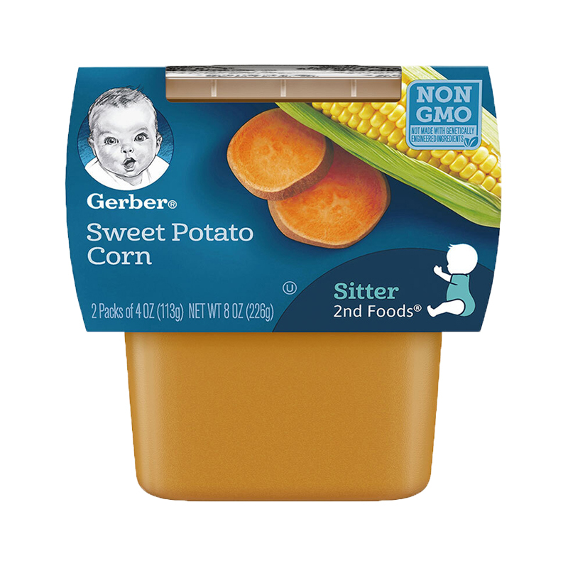 嘉宝(Gerber)婴幼儿辅食 甜薯玉米混合蔬菜泥 2段 113g*2 盒/组 罐装226g 6个月以上