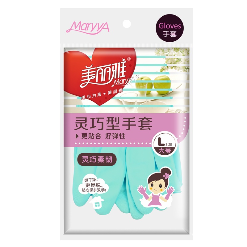 美丽雅 手套 灵巧柔韧型 大号*4袋装 (颜色随机)