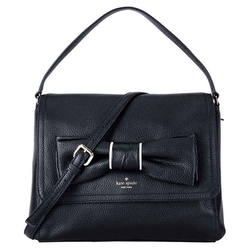 Kate Spade (凯特·丝蓓) KS女包 黑色皮质手提单肩斜挎包 WKRU4606 091