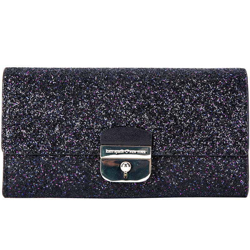 Kate Spade (凯特·丝蓓) KS女包 黑色星辰款皮质长款钱包钱夹 WLRU3240 001