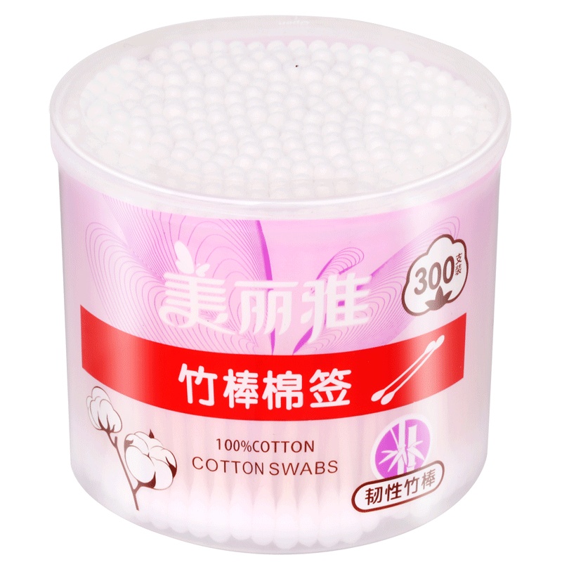 美丽雅 竹棒棉签 300支*4盒装 双头脱脂棉一次性掏耳朵棉棒清洁棉签